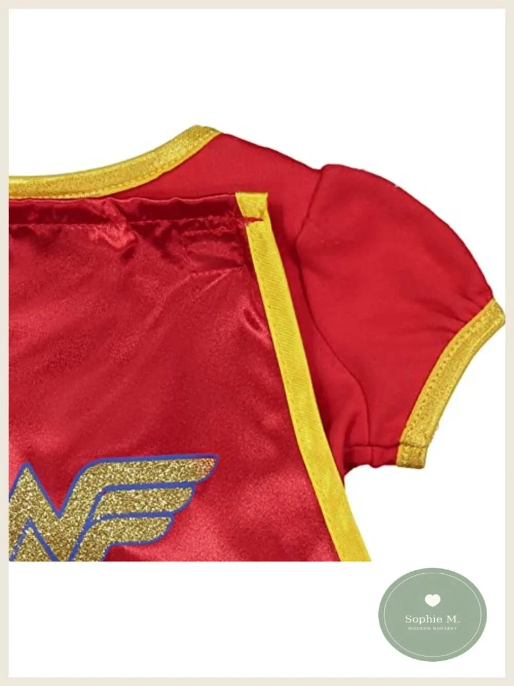 Cotton Wonder Woman Tutu Bodysuit Cape Set with Headband Newborn Baby Girls